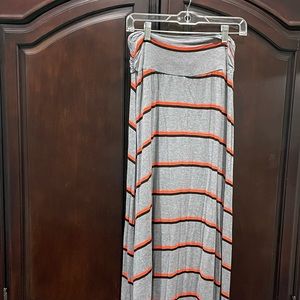 Long maxi skirt orange black and gray